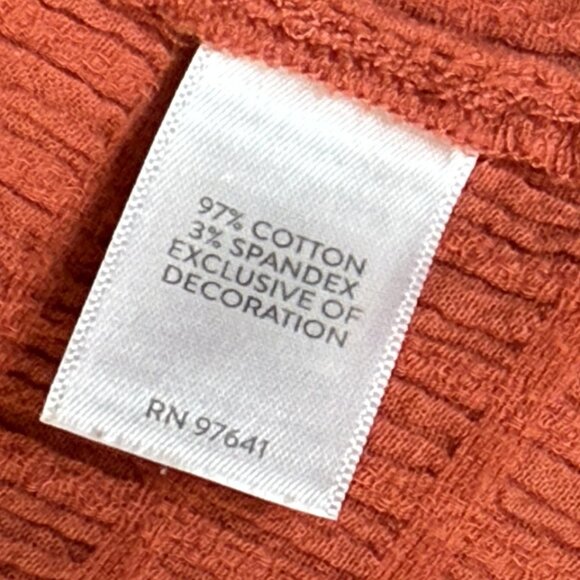 J Jill Coral Orange Midi Dress Sz M Embroidered Textured Boho Southwest A-Line - Picture 7 of 7